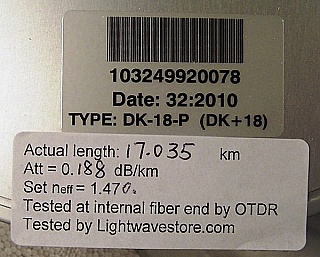 OFS positive dispersion compensation trimming module for any band. It provides dispersion similar to about 18km standard SM fiber. About +287 ps/nm at 1550nm. OFS TYPE: DK-18-P (DK+18)