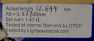 12.644km dispersion-shifted fiber (DS,DSF) spool.