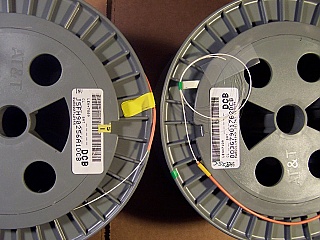7.109km, 7.809km, or 15.917km Lucent/AT&T dispersion-shifted fiber (DS,DSF) spool. With zero dispersion around 1550nm. Without fiber connectors. Fiber ID number ending with "DCB".