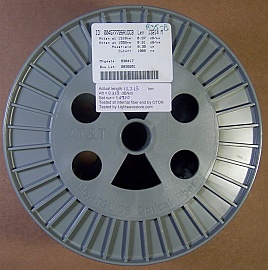 13.164km or 13.214km Lucent/AT&T dispersion-shifted fiber (DS,DSF) spool. With zero dispersion around 1550nm. Without fiber connectors. Fiber ID number ending with "DCB".
