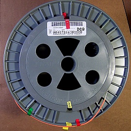 13.211km or 13.849km Lucent/AT&T dispersion-shifted fiber (DS,DSF) spool. With zero dispersion around 1550nm. Without fiber connectors. Fiber ID number ending with "DCB".
