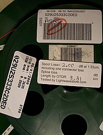 8.8km Lucent truewave fiber spool. With FC/APC connectors