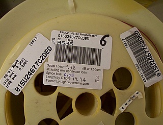 19.9km Lucent truewave fiber spool. With FC/APC connectors