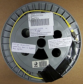 15.933km Lucent Truewave AT&T or Truewave classic fiber spool. With small positive dispersion around 1550nm. With 2 FC/PC fiber connectors. Fiber ID number ending with "DEB".