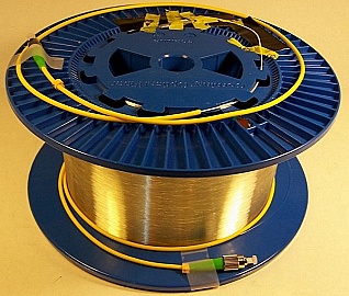4.46km LEAF fiber spool. With 2 FC/APC connectors in 3mm-cable.