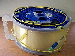 25.26km LEAF fiber spool. With 2 SC/PC connectors in 3mm-cable. 6.0dB loss (higher than normal)