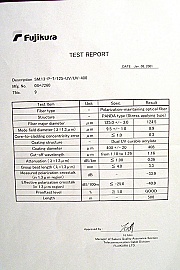 456-meter Fujikura PM bare Fiber, SM.13-P-7/125-UV/UV-400. designed for 1.3um, but also used for 1.55um