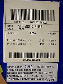 2.21km SMF-28 bare fiber spool, with FC/APC connectors