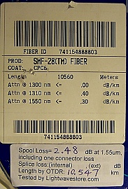 10.56km SMF-28 bare fiber spool, with 2 FC/UPC connectors