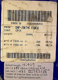 15.43km SMF-28 bare fiber spool, with one SC/PC connector