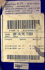 20.6km SMF-28 bare fiber spool, with 2 SC/PC connectors
