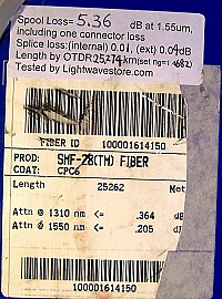 25.26m SMF-28 bare fiber spool, with two FC/APC connectors.