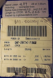 25.26km SMF-28 bare fiber spool, with 2 FC/PC connectors