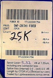 25.26km SMF-28 bare fiber spool, with 2 FC/PC connectors