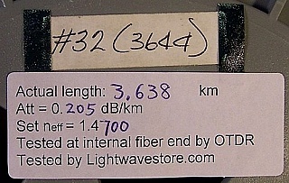 3.6km to 26km Lucent/AT&T standard SM bare fiber spool. Low attenuation.