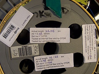 3.6km to 26km Lucent/AT&T standard SM bare fiber spool. Low attenuation.