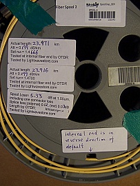 3.6km to 26km Lucent/AT&T standard SM bare fiber spool. Low attenuation.