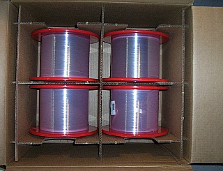 3325 to 4332 meter Lucent standard SM bare fiber spool. Low loss 0.2dB/km at 1.55um. Compatible with SMF-28, easy to fusion-splice with SMF-28. 8.3/125/245 um. Tested Zero dispersion wavelength: 1304.23nm on a sample