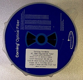 2000-meter Corning PureMode HI 1060 Engineered fiber, single mode fiber for 980nm pump laser application.