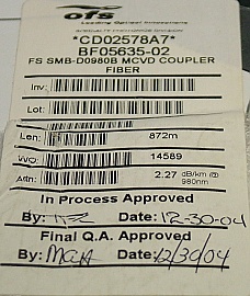 872-meter 980-nm photonic fiber,  OFS P/N: BF05635-02