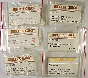 Lot of 20 Melles Griot optical lens