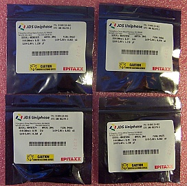 Min order qty = 4,  $19 each if buy 10pc. 1.3/1.55um PIN photodiode, SC receptacle, with front mont for panel. JDS model: ETX 100 RSC/FM 2