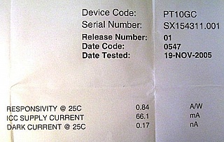 10Gb/s Coplanar PIN Preamp Receiver, with SC/PC connector.  Bookham model: PT10GC.