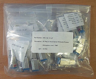 Minimum order qty: 20pc. 10dB Fiber adapter with fixed loss, premier grade, SC/PC(UPC) - SC/PC(UPC), 1.3/1.55um, Senko P/N: ATN-132-10-JP