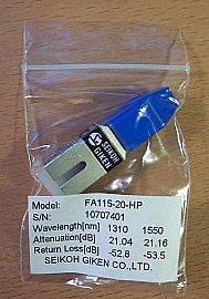 21dB Fiber adapter with fixed loss, SC/PC(UPC) - SC/PC(UPC), 1.3/1.55um, Seikoh P/N: FA115-20-HP5