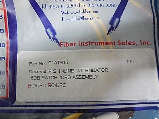 15 dB at 1550nm 1-meter SC/UPC-SC/UPC 3mm cable fiber jumper. FIS P/N: F1ATS15