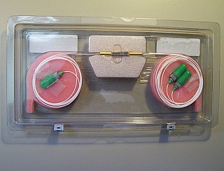 1.55um C-band 3-port circulator with 3 FC/APC connectors.  Kaifa P/N: CIRM-A-55-3-LA44