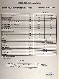 1550nm (+/-30nm) C-band 3-port circulator. With FC/UPC connectors. P/N: FCIR-1550-3-P-5-2-1-1. New released products, ordered from factory directly