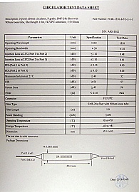 1550nm (+/-30nm) C-band 3-port circulator. With FC/UPC connectors. P/N: FCIR-1550-3-P-5-2-1-1. New released products, ordered from factory directly