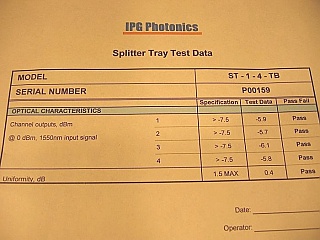 1x4 Fiber Optic Splitter, w/ FC/PC adapters, by IPG