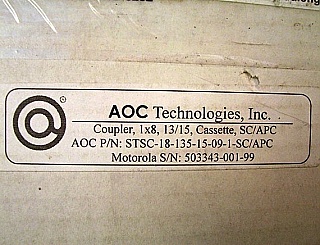 1x8 coupler for both 1.3/1.55um. With SC/APC connectors. AOC P/N: STSC-18-135-15-09-1-SC/APC