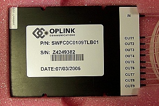 1x9 splitter over 1528-1564nm. One port is about 36%, test 8 ports are about 8% each. Oplink P/N: SWFC0C0109TLB01