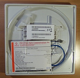 20%/80% 1x2 tap coupler over 1550nm+/-40nm. With three FC/PC connectors. FOCI model: C-WS-AL-20-S-1210-15-FC/FC