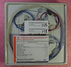 20%/80% 1x2 tap coupler over 1550nm+/-40nm. With three FC/APC connectors.  FOCI model: C-WS-AL-20-S-1210-15-AP/AP