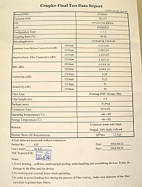 50%/50% 1x2 wideband coupler at both 1.3/1.55um. ST connectors. Model: CPS3I12501BP056