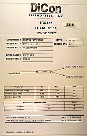 5%/95% 1x2 wide-band coupler, ove S-C-L band, 15xxnm, Dicon model: FFT-5-15-1-1-N-1