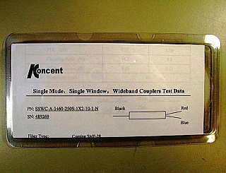 10%/90% 1x2 1460nm(1445-1480nm) wide-band coupler. P/N: SSWC-A-1460-250S-1X2-10-1-N