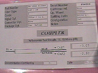 50% 1x2 coupler at 1.55um, by TELE.S.