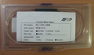 50%/50% 1x2 couplerfor both 1.3/1.55um, AFOP P/N: 811-1150-1E000