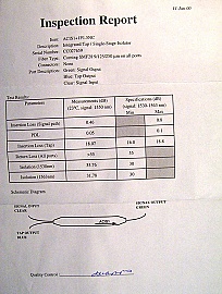 Integrated tap and 1-stage isolator over 1530-1563nm. JDS P/N: ACIS1+1P1.5NC. Without test sheet