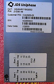 OC-192 Optical interface module for L-band, around 1585nm, removed from Innovance OC-192 long haul transmission system: GDX card.  JDS P/N: OIA0005-02. 21035146. Cat: OEMW6YYB02002