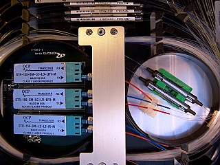 OC-192 Optical interface module for L-band, around 1585nm, removed from Innovance OC-192 long haul transmission system: GDX card.  JDS P/N: OIA0005-02. 21035146. Cat: OEMW6YYB02002