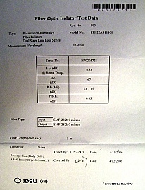 1.55um JDS dual-stage low-loss-series isolator, high iso, isolation: 52-67dB @1550nm. Short fiber >25cm