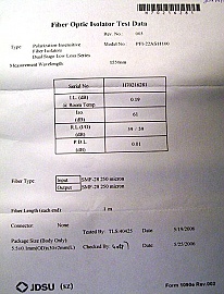 1.55um JDS dual-stage low-loss-series isolator, high iso, isolation: 52-67dB @1550nm. Short fiber >25cm
