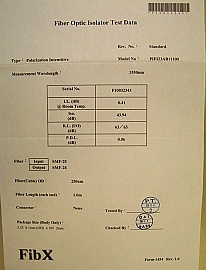 1550nm isolator. E-tek/JDS P/N: PIFI23AB11100