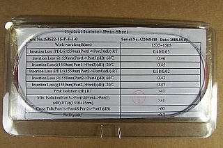 1535-1565nm 2X2 C-band isolator. It actually includes two isolators in one device. P/N: SIS22-15-P-1-1-0